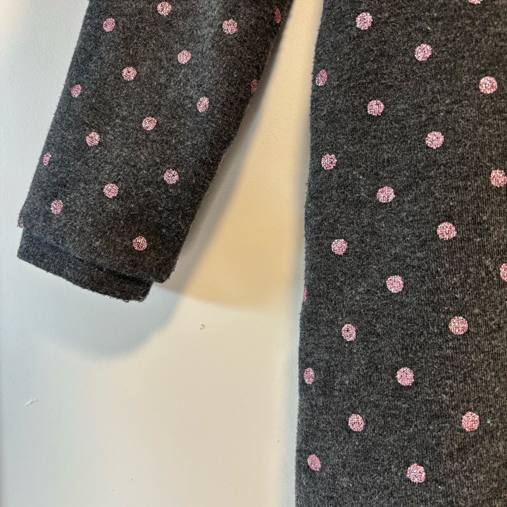 Mayoral Glitter Pink Polka Dot Long-Sleeve Gray Knee Length Dress Girl 6 - Picture 7 of 8